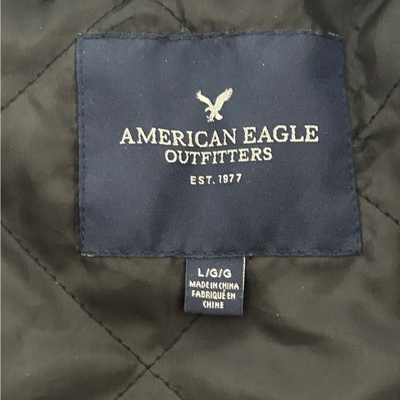 American Eagle Satin Floral Embroidered Black Bomber Jacket Women's Large - Picture 7 of 9